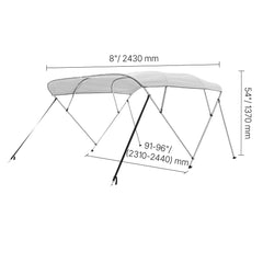 SucceBuy 4 Bow Boat Bimini Tops 600D Polyester Canopy with Aluminum Alloy Frame Waterproof&Sun Shade Boat Awning Canopy with Bag
