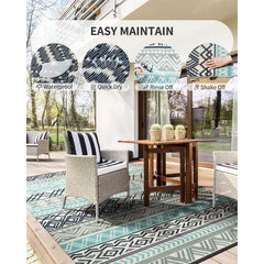 Outdoor Rug Carpet Waterproof-Patio Rug Mat 5x8 Reversible RV Camping Rug Picnic Mat Plastic Straw Outside