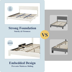 King Size Upholstered Platform Bed Frame with Adjustable Headboard & Wood Slats, No Box Spring Needed