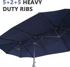 13Ft Large Patio Umbrella with Base Outdoor Double-Sided Market Extra Large Table Umbrella Easy Crank for Yard, Poolside