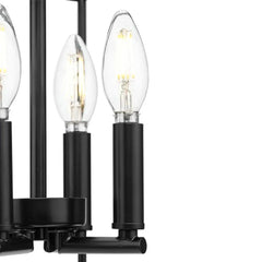 Adjustable Height Black Lantern Pendant Light 4-Light Candlestick Cage Chandelier