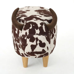 Velvet Cow-Shaped Ottoman – Cute Footstool with Cushioned Seat for Playroom & Porch