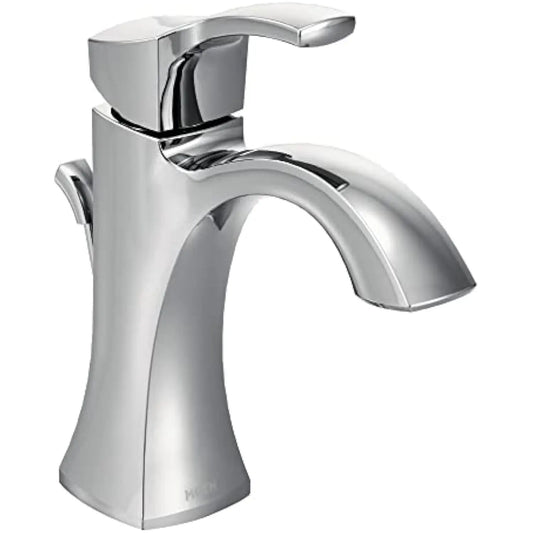 Voss Chrome One-Handle Single Hole Bathroom Sink Faucet with Optional Deckplate, 6903