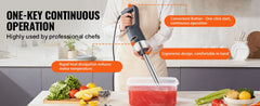 SucceBuy Commercial Immersion Blender 500W 16inch Stepless Variable Speed Multi-Purpose for Soup Sauces Mashed Potatoes Cream