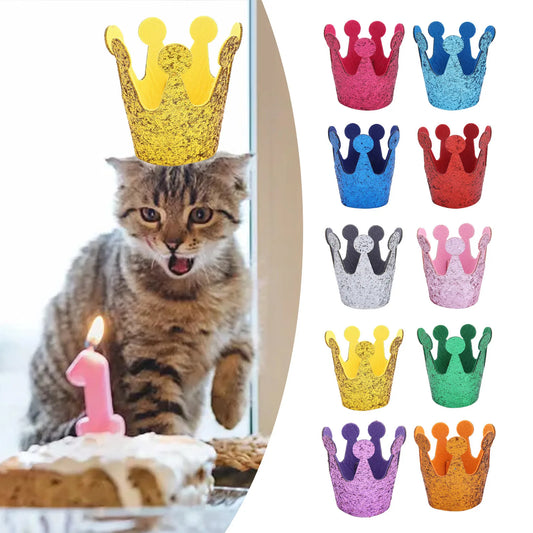 Pet Hat Dog Birthday Crown Cat Birthday Party Dress Up Crown Hat Dog Pumpkin Hat Sequin Headwear Cap Hat Festival Pet Supplies