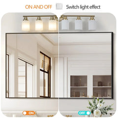 39" Modern 6-Light Vanity Wall Light Sconce for Bathroom Golden Finish Frosted Glass Shades Bathroom Lighting Fixture No Bulbs