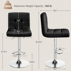 Bar Stools Set of 4, PU Leather Swivel Barstools, Height Adjustable Counter Chairs, Modern Stools with Back for Bar Kitchen