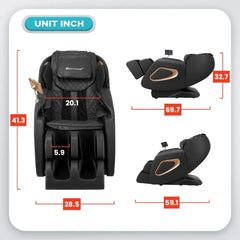 Full Body Zero Gravity SL Track Massage Recliner Chair with Smart Screen Bluetooth Speaker Built-In Heat Therapy Foot Roller