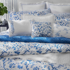 Home - Comforter Set, Cotton Bedding With Matching Shams & Bed Skirt, Stylish Home Decor (Charlotte Blue, Queen)