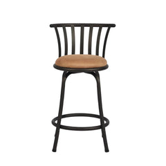 24" or 29" Swivel Bar Stools Set of 2, Counter Height Faux Leather Upholstered for Kitchen Island, Brown