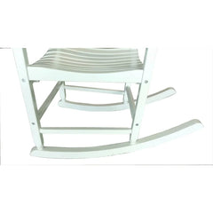 Acacia Wood Porch Rocking Chair Comfortable Outdoor Seating Solid White Finish Easy to Clean Assembly Required