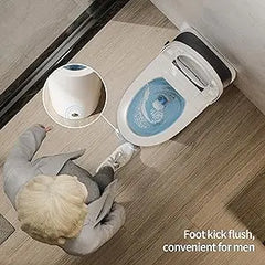 Non-electric One Piece Elongated Bidet Toilet for Bathroom, Built-in Air Pressure-Assisted System for Power Flush,Footkick Flush