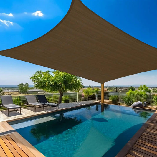 Sun Shade Sail 20'X30' Curved Edge Outdoor Shade Canopy Mocha Breathable 95% UV Block Shade Cloth for Patio Garden Backyard (We