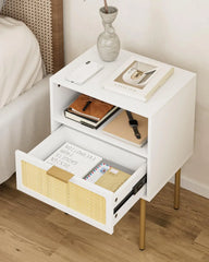 Nightstand with Charging Station, 2 Drawer Dresser for Bedroom, Small Bedside Table