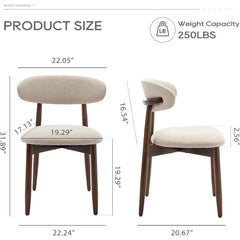 Wooden Dining Chairs Set of 6 Modern Fabric Upholstered Dining Room Chair Farmhouse Kitchen Side Chairs with Foot Pegs