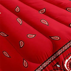 7-Day Delivery Western Boho Comforter Set 3pcs Paisley Geometric Line Bandana 1 Quilt Comforter 2 Pillowcases (Without Core)