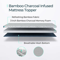 Mattress Topper Gel Infused Memory Foam Mattress Topper, 3 Inches Cooling Bed Topper Size with Removable Cover, CertiPUR-US