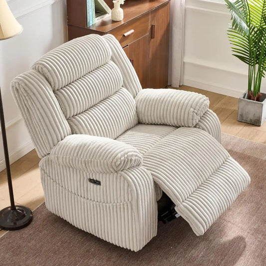 Extra Wide Rocker Power Recliner Chair 270° Swivel with Heat Massage - USB & Type C Charging Port