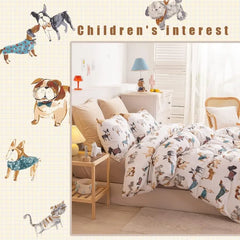 Twin Duvet Cover Kids 100% Cotton Butterfly White for Cute Bedding Set 3Pcs Ultra Soft Breathable Patterned Cartoon Comforter