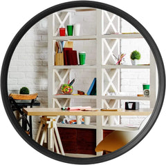 Round Mirror with Wood Frame 24 Inch Circle Wall Mirror for Bathroom Round Wall Mirror for Wall Decor, Vanity,