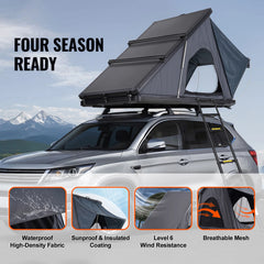 SucceBuy Rooftop Tent Hard Shell Roof Top with Telescopic Ladder Thick Mattress Waterproof Windproof Jeep SUV Van Pickup Truck