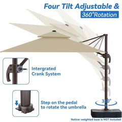 10x13FT Cantilever Outdoor Patio Umbrellas, Double Top Large Rectangle Umbrella