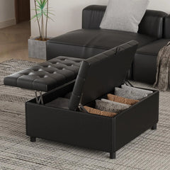 Bench, Storage Ottoman, Coffee Table, Lift Top Tufted Storage Ottoman for Living Room, Bench
