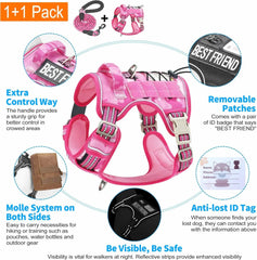 Heavy Duty Tactical Dog Harness for Large Dogs, No Pull Adjustable Pet Harness Reflective Service Training Easy Control