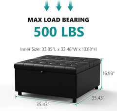 Bench, Storage Ottoman, Coffee Table, Lift Top Tufted Storage Ottoman for Living Room, Bench