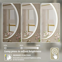 32 英寸 Round Led Bathroom Mirror, Gold Metal Framed Lighted Mirror for Bathroom, Wall Mouted Led Vanity Mirror with Lights, 3