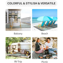 Outdoor Rug Carpet Waterproof-Patio Rug Mat 5x8 Reversible RV Camping Rug Picnic Mat Plastic Straw Outside