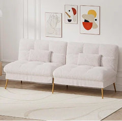 Convertible Futon Sofa Bed, 68″Fabric Futon Couch , Folding Futon Sleeper Recliner for Living Room Furniture (Grey)