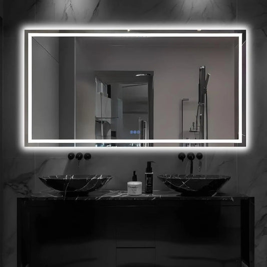 55X 30 Led Bathroom Mirror with Lights, Bathroom Vanity Mirror Anti-Fog, Dimmable, Lighted Bathroom Vanity Mirror with Tempere