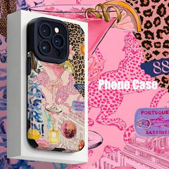 Fashion Leopard-pattern Phone Case for Fall, Anti-drop Protector Cover Compatible for IPhone 16 Pro Max 15 Pro 14Plus 13 12 11