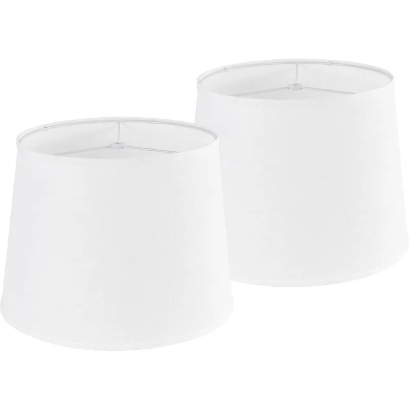 Lamp Shades Set of 2 Large Drum Linen Lampshade 14" Top X 16" Bottom X 11" High (Spider) Farmhouse Lamp Shade for Table
