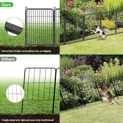 Decorative Garden Fence with Gate for Dogs Metal No Dig Fencing for Yard, 32in(h) x 52ft(l) 24 Panels Animal Barrier Fence Tempo