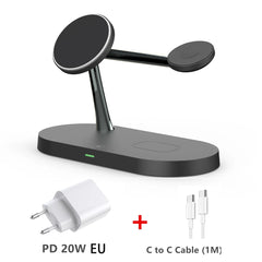3 in 1 Magnetic Wireless Charger For iPhone 16 15 14 13 12 Fast Charging Station for Apple Watch 10 9 8 7 6 5 4 Airpods 2 3 Pro