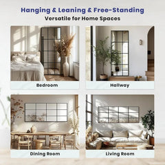 Windowpane Mirror Full Length 71"x30" Wall Mounted Art Pane Mirror Farmhouse Decorative Floor Mirror Leaning Hanging Wall