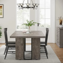 Rustic Farmhouse Dining Table for 6-8 People – Large Rectangular Kitchen & Dining Room Table