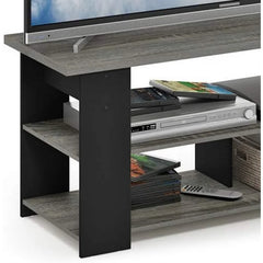 Jaya TV Stand – French Oak Gray/Black, 50-Inch Panel with Open Storage