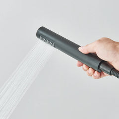 Black Bathroom  Bathtub Faucet With Hand Shower  Hot and Cold Faucet Floor Mounted Tub