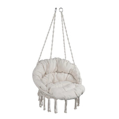 Hammock Chair Macrame Swing Max 330 Lbs Hanging Cotton Rope Hammock Swing Chair For Indoor And Outdoor With Cushion