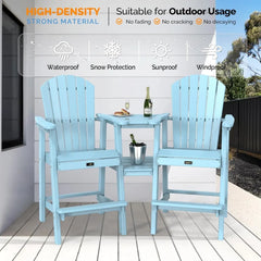 Tall Adirondack Chairs Set of 2 with Removable Double Connecting Trays,Adirondack  Bar Stools  Poly  Deck  Chair