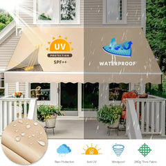 13'×10'Patio Awning Retractable Awning Sun Shade Awning Cover Outdoor Patio Canopy Sunsetter Deck Awnings