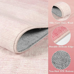 Modern Ombre Washable 4x6 Rug, Light Pink Rugs for Girls Bedroom, Soft Non-Slip Nursery Area Rug, Contemporary Non-Shed Kids