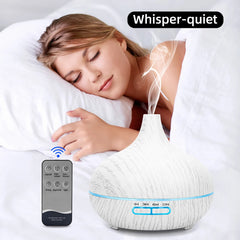 For Home 550ml Wood Grain Essential Oil Diffuser  Ultrasonic Aromatherapy Humidifier with Remote  6 Essential Oils  Auto Shut Of