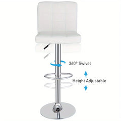 Set of 4 Bar Stools Adjustable Counter Height Swivel Chairs Square PU Leather