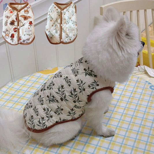 Cute Winter Warm  Pet Dog Clothes Vest Cute  Printed Coat Clothes Teddy Bear Clothing Dog Clothes With Velvet Jacket ropa gato