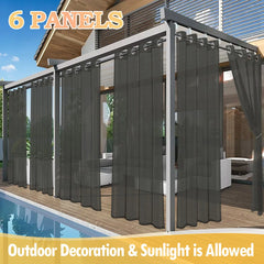 6pcs Outdoor Curtains, Grommet, Waterproof Curtains, Transparent Curtains And Sheer Curtains For Swimming Pool, Porch, Balcony