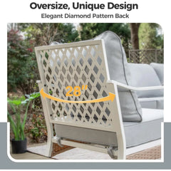 4 Piece Metal Outdoor Patio Furniture Set, Patio Conversation Sets 2-Seater Sofa, 2 Single Sofa and Coffee Table